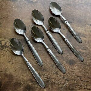 Hampton Silversmiths Farrah Oval Soup Dinner Spoon Set of 6 8" Stainless Steel